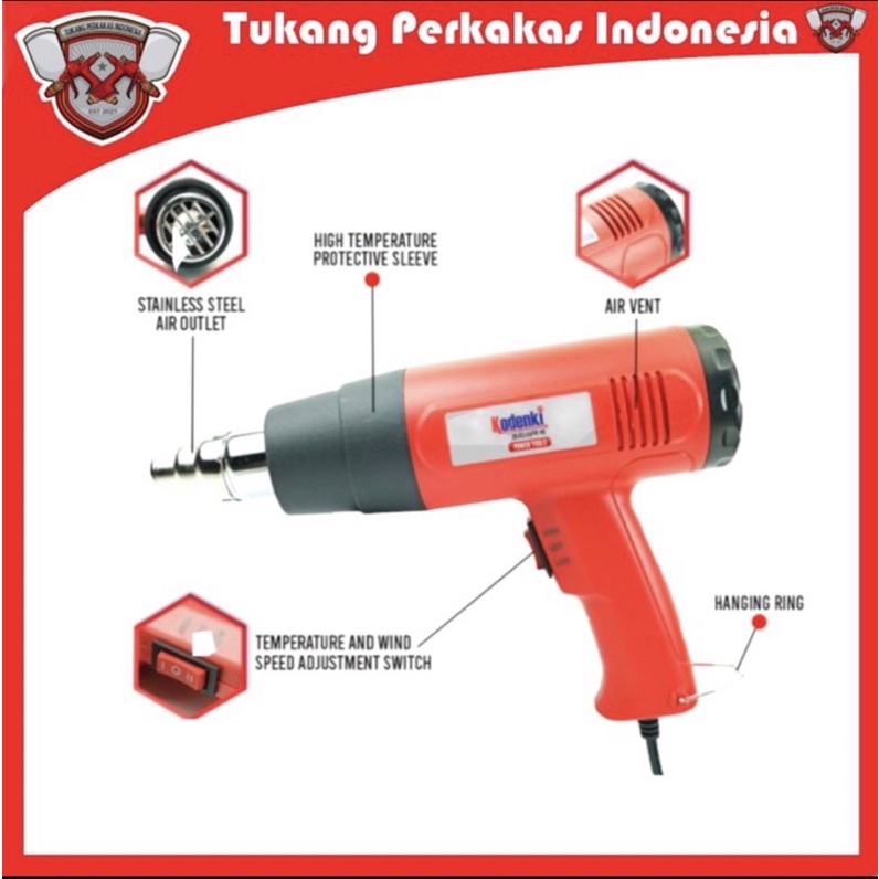 Hot Gun kodenki Mesin pemanas Plastik Heat Gun Hotgun Heatgun