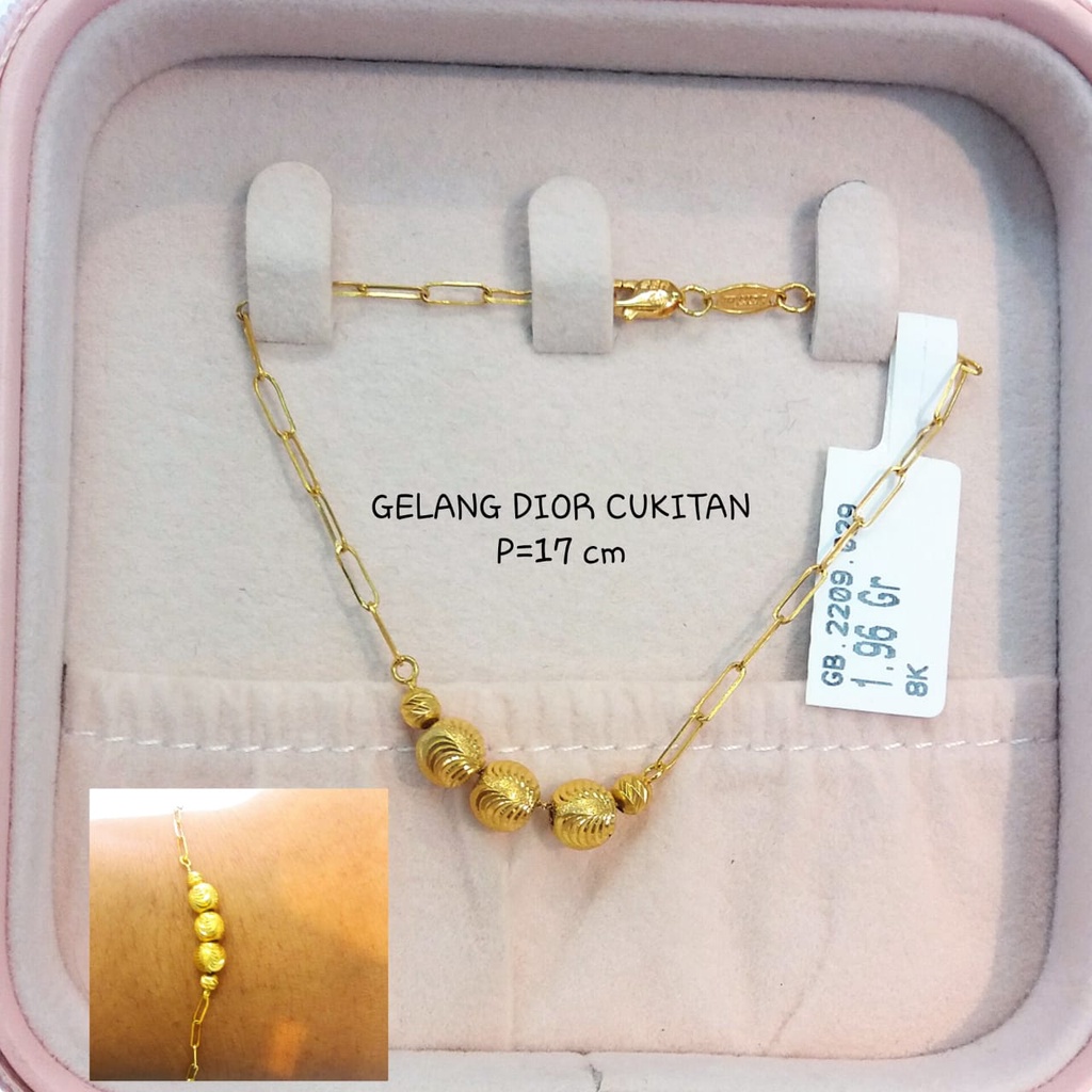 Gelang rantai paperlina kadar 375 8k motif bulat bola hwt