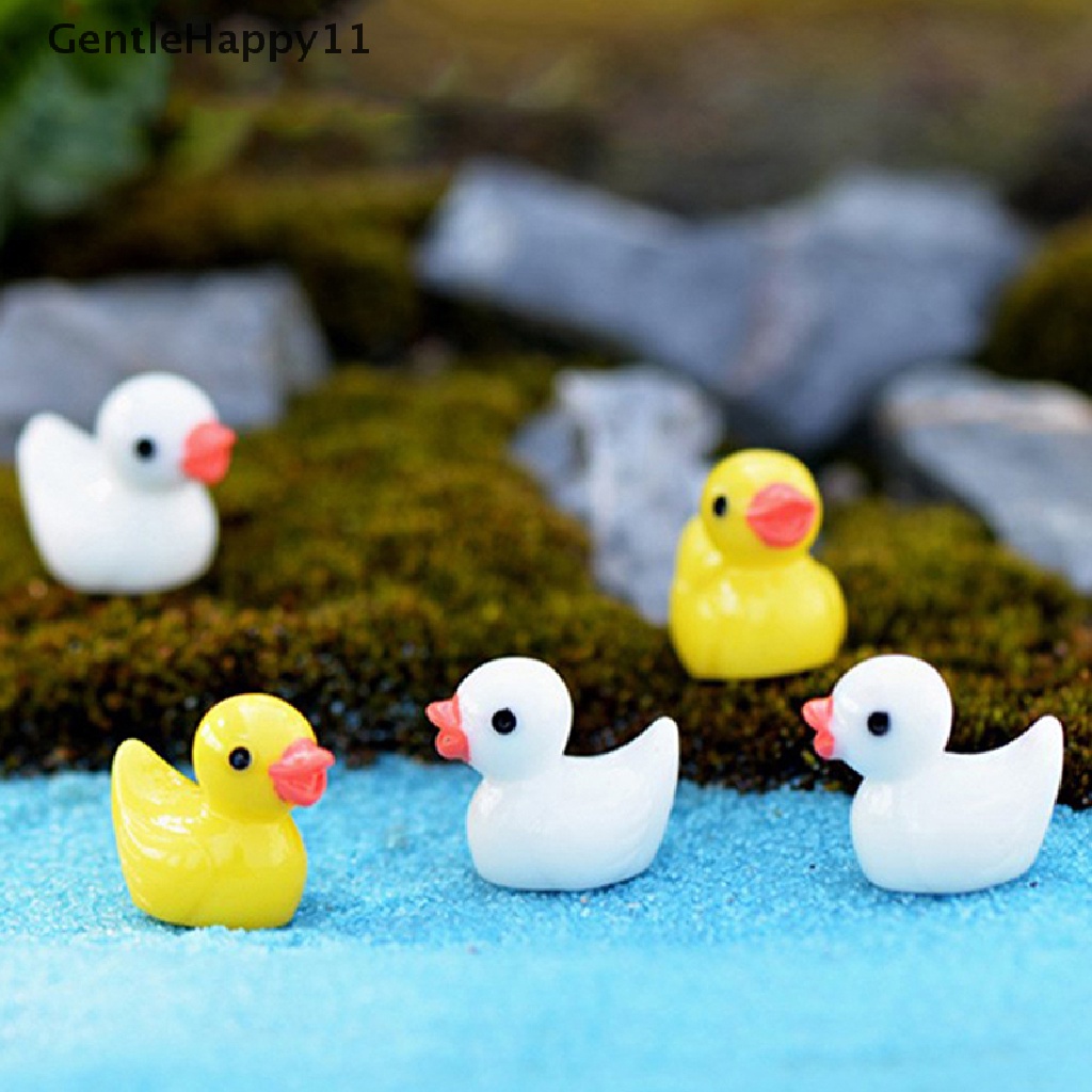 Gentlehappy 10pcs Flat Back Resin Ducks DIY Dekorasi Kerajinan Membuat Pemandangan Taman Peri id