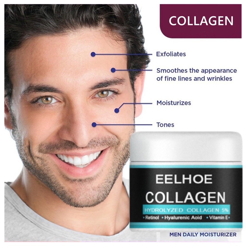 EELHOE Men's Collagen Cream 50gr Original Cream Wajah Pria  Penghilang  kantung mata dan kerutan Krim Pelembab Wajah