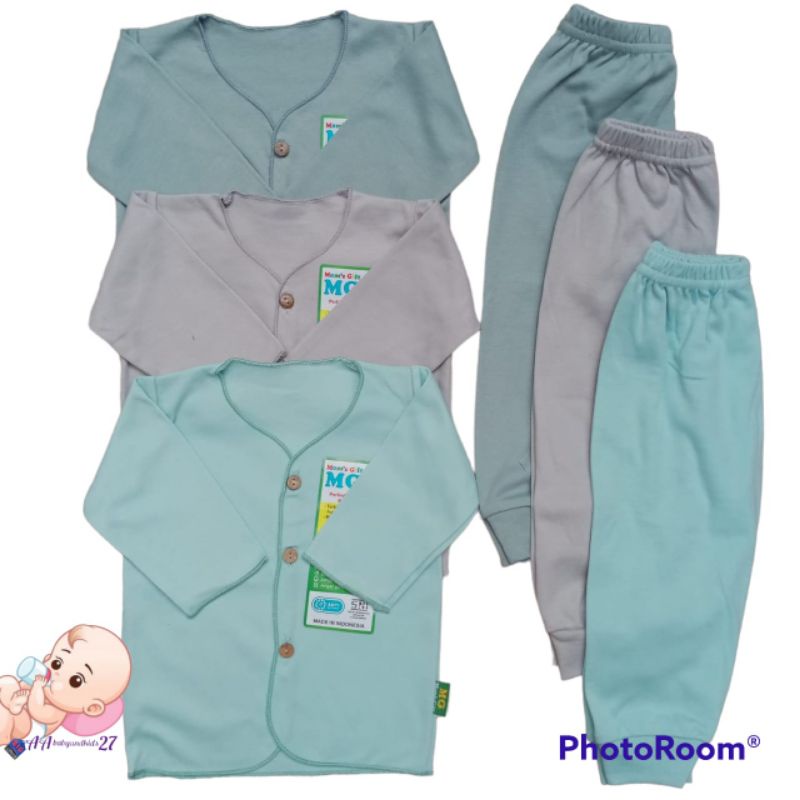 Mom's Gift Setelan Baju Bayi Lengan Panjang Polos Dasar Warna Usia Newborn SNI Nyaman Murah Berkualitas