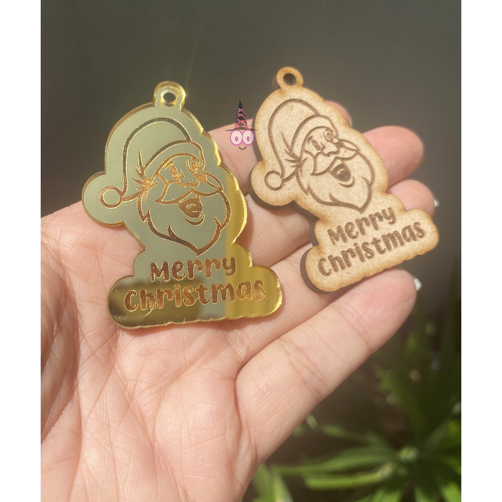 READY Tag Hampers Natal | Christmas Hampers | Dekorasi Natal | Kado Natal | Hiasan Kado Label Gift Tag Xmas |  | Ucapan Natal AKRILIK &amp; WOOD | Mini Tag Gantungan Natal Merry Christmas / Cupcake Label Hiasan Natal