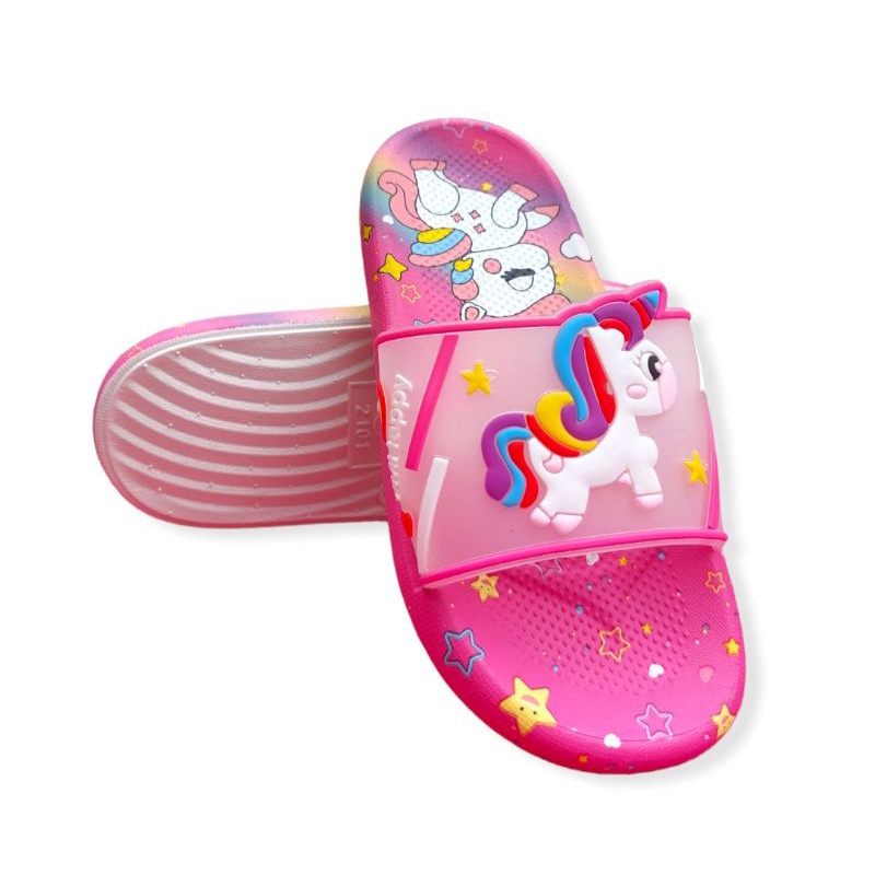 Sandal selop anak perempuan kuda pony sandal karet import anak perempuan empuk Sandal slop anak cewek motif Transparan