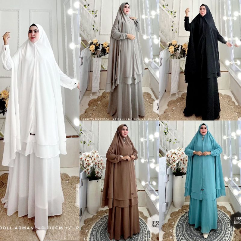 UNAISAH U142 GAMIS SYARI UNAISAH U155 SET KHIMAR SYAR'I ORIGINAL MATT CERUTTY BABYDOLL