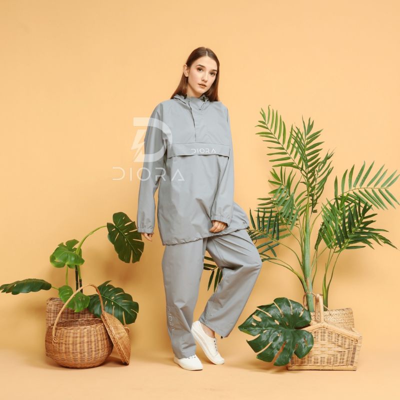 Raincoat DIORA Series Grey/ Jas Hujan Pria Wanita DIORA Original Mantel Hujan Cowok Cewek