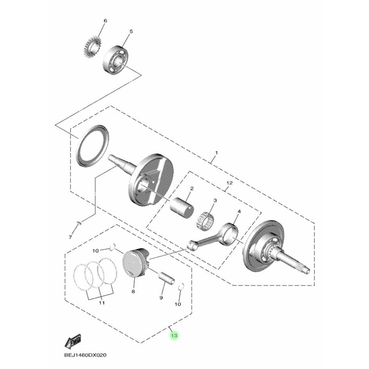 SEHER PISTON KIT OS STANDAR FAZZIO FAZIO GRAND FILANO ASLI ORI YAMAHA BEJ WE160 00