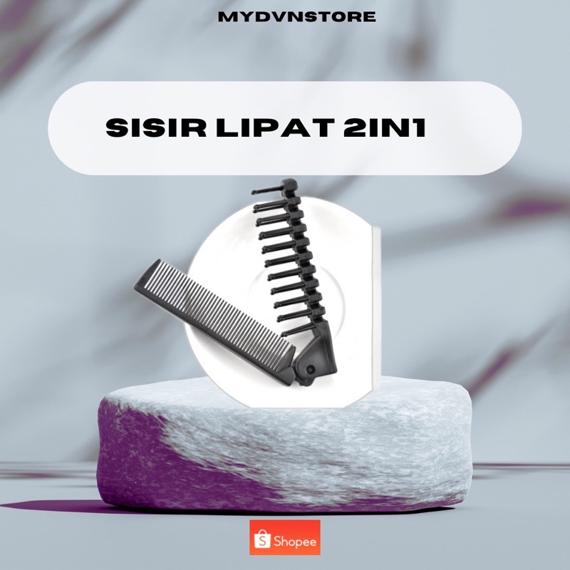 Sisir Lipat Saku 2 in 1 sisir saku Pria sisir saku Hitam Sisir saku kecil