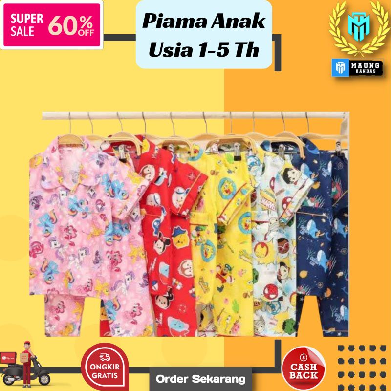 piyama Anak Usia 1-5 Tahun / Baju Tidur  Anak / Pajamas / Piyama