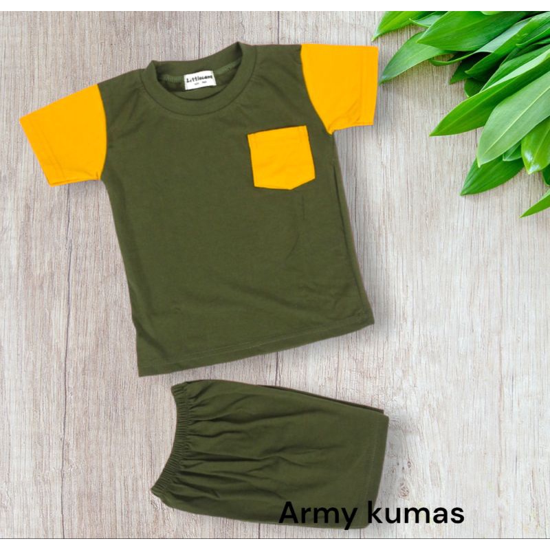 set celana pendek kaos kombinasi poket