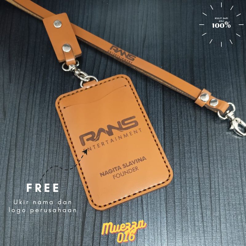 

ID CARD HOLDER KULIT 3 LAPIS NAMETAG KULIT ASLI LANYARD EKSKLUSIF