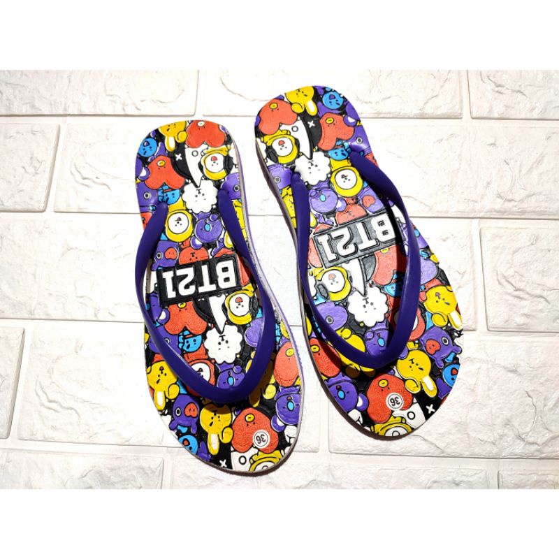 sandal jepit doraemon bt21 tali jelly