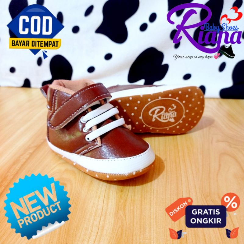 Sepatu bayi prewalker RS09 bayi laki-laki Boot tali perekat usia 3-12 Bulan