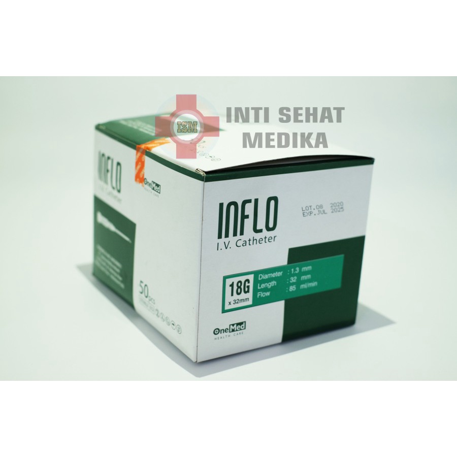 Onemed Inflo IV Catheter 18G / Jarum Infus Inflo / Inflo IV Kateter