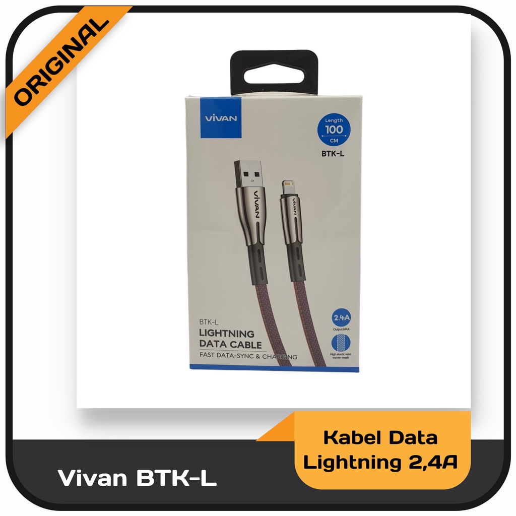 Kabel Data Original Vivan Fast Charging 2.4 A Seri BTK-M/BTK-C/BTK-L