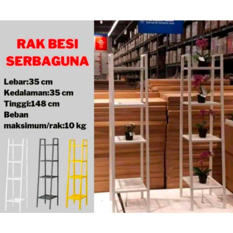 IKEA LERBERG Rak besi rak susun serbaguna minimalis dekorasi 35 x 35 x 148 cm