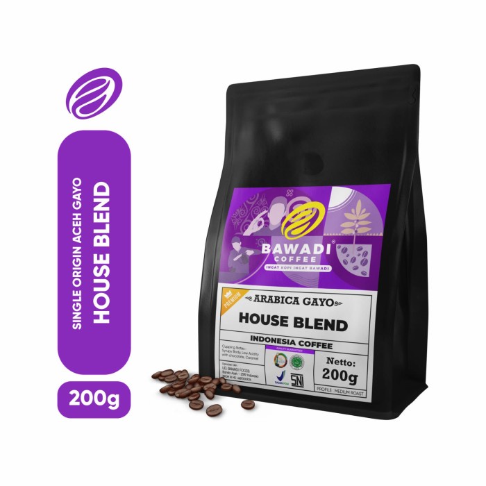 

KOPI HOUSE BLEND 200GR BAWADI COFFEE - KOPI GAYO PREMIUM - KOPI ACEH -