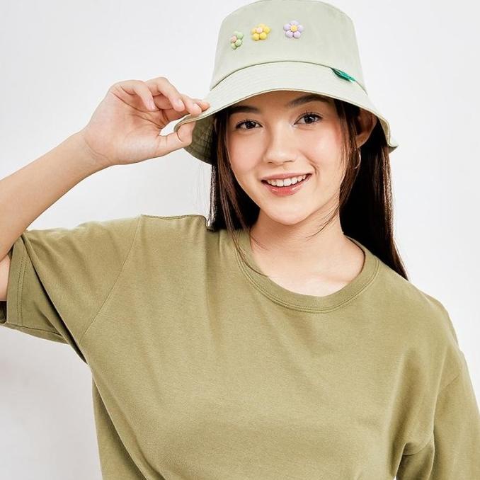 KKV - TOPI KEKINIAN BUCKET BUNGA BLACK / GREEN FLOWERS FISHERMAN FGJJ5465N