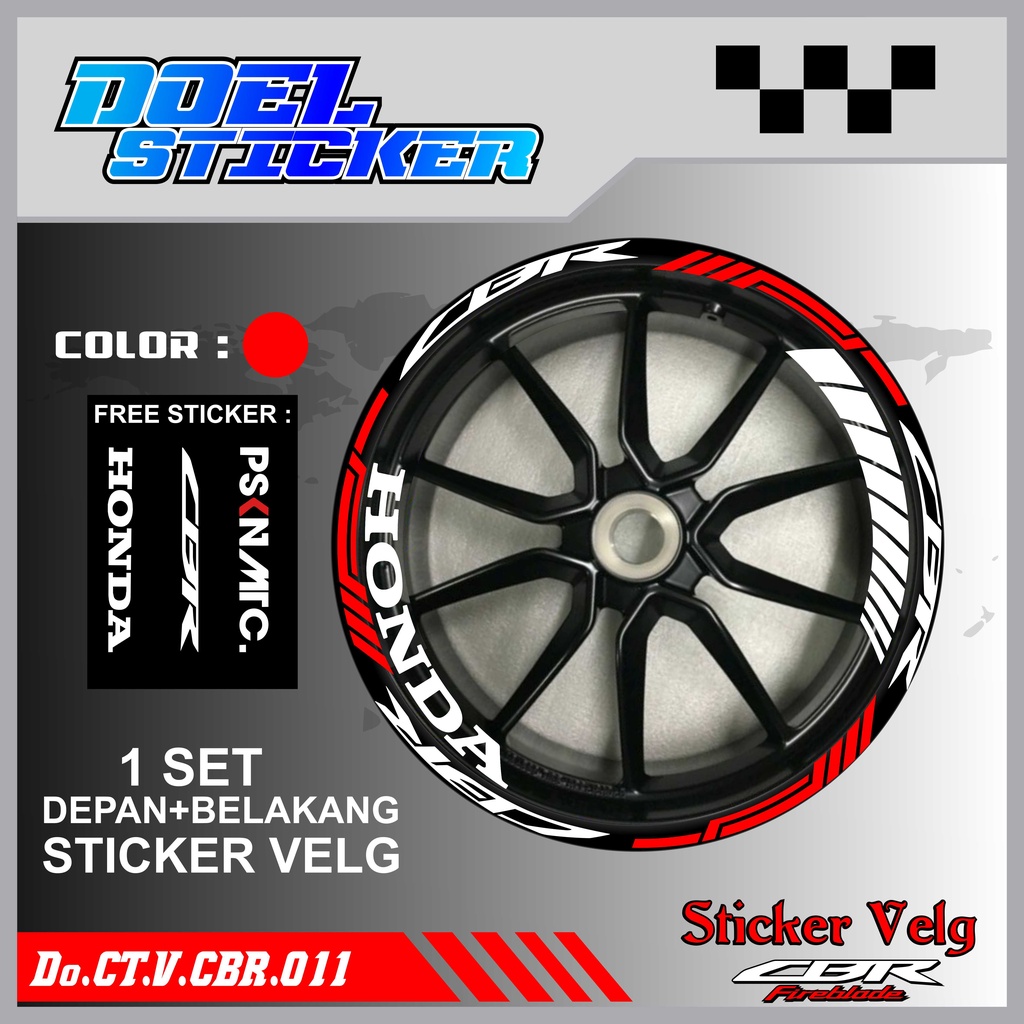 Stiker Cutting Velg CBR 150 Racing Lis List Variasi Custom Set Depan Belakang Doel 011