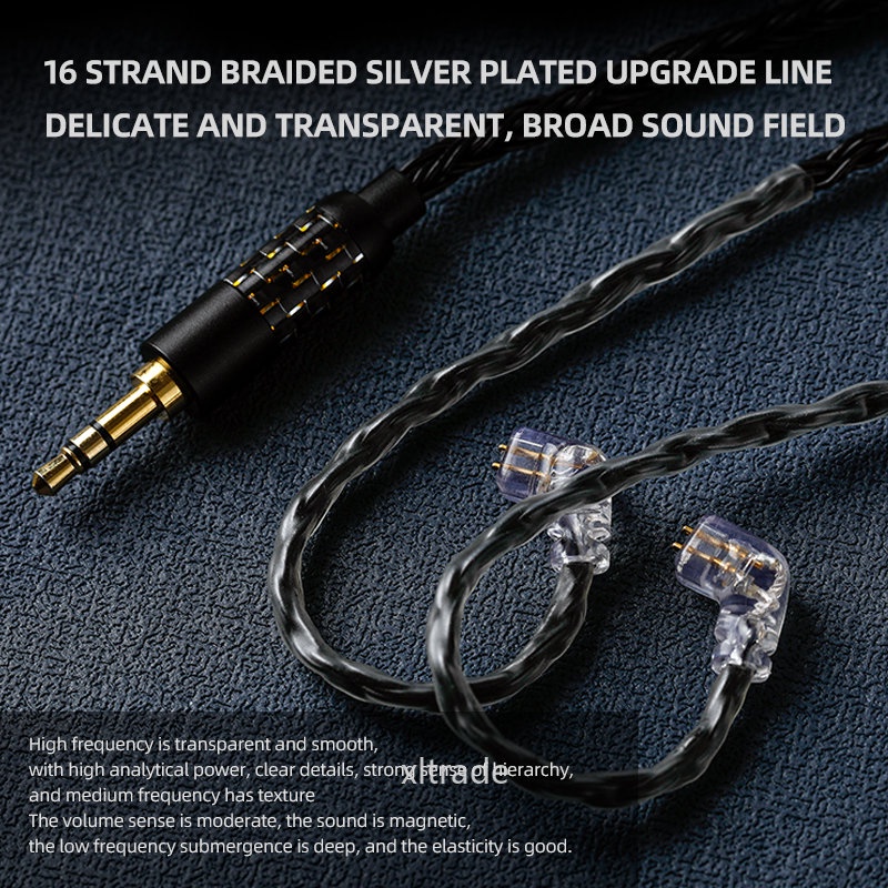 Zr Kabel Upgrade 16 Core Braided Lapis Silver 3.5 / 2.5 / 4.4mm Untuk QDC KZ PR1 ZS10 Pro X CCA HM20