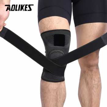 GS7i AOLIKES Pelindung Lutut Olahraga Penutup Lutut Kaki Fitness Futsal Sport Protect Knee Support Fitness Size L A-7720 Hitam Ori-YA