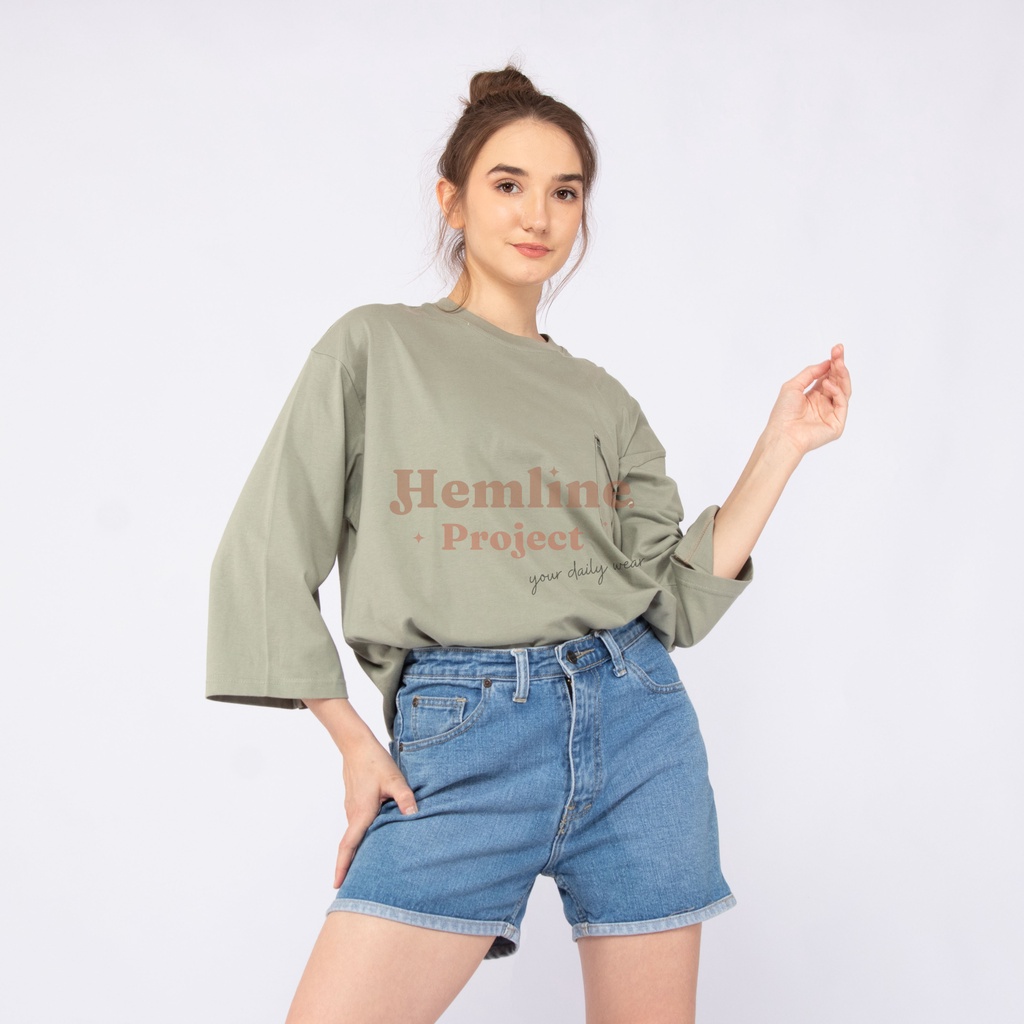 Haura Oversized Plain Top Sage Green