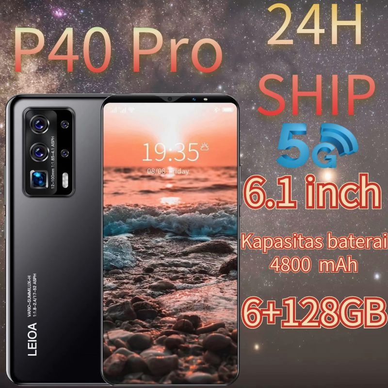 hp handphone murah telepon Android P40pro [COD+Baru+5g+Pengiriman lokal] RAM 8GB ROM 128GB Android 10.0 Ponsel cerdas Layar HD 6,1 inci handphone murah SIM Ganda Pintar dan Siaga Ganda ponsel layar penuh Kebutuhan hiburan kantor