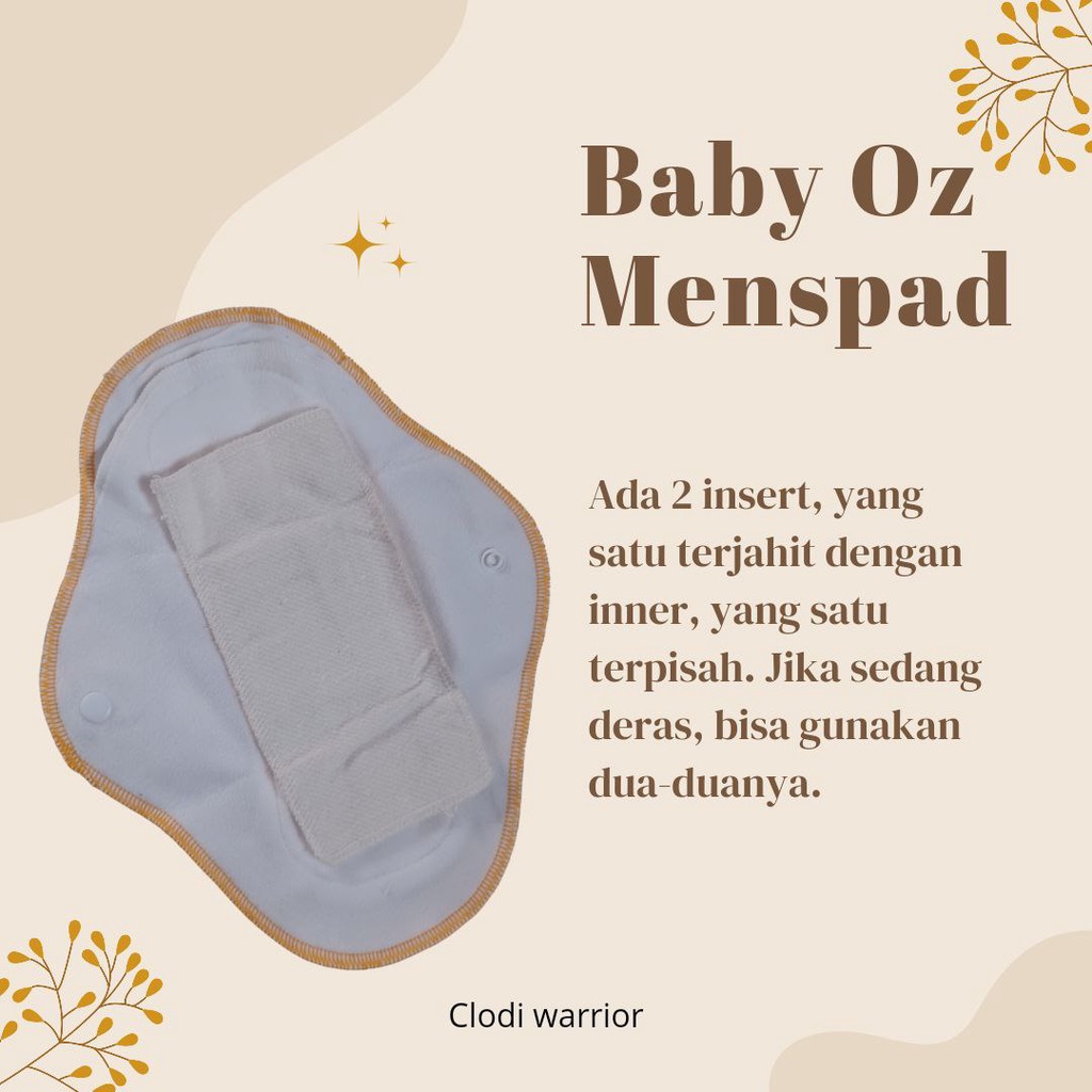 MENSPAD BABY OZ (BELLE OZ)- Motif | Pembalut kain wanita cuci ulang Mensped sehat alami