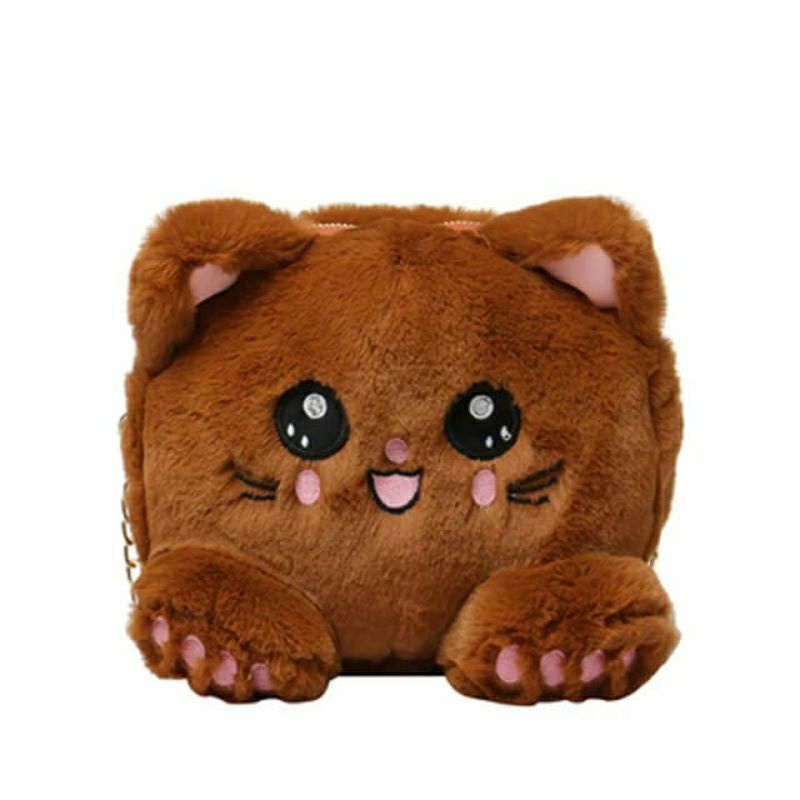 Tas Selempang Boneka Kucing | Tas Selempang Miaw | Bahan Bulu import dari korea | Murah Bisa COD