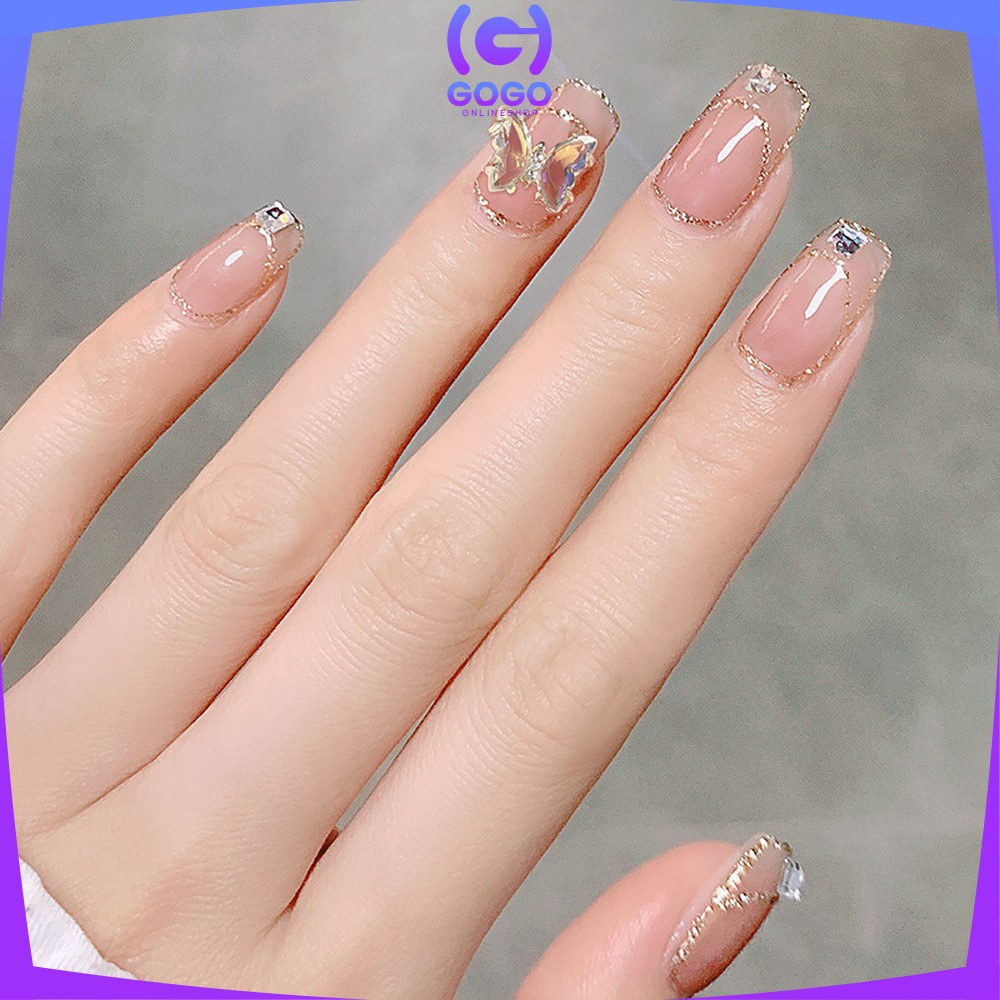 GOGO-K80 Kuku Palsu Motif Wanita Korea Perawatan Kuku Sticker Kuku Anti Air Hiasan Kuku Nail Art Kuku Palsu