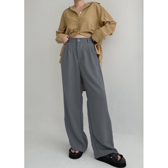 Basic Korean Loose Pants | Celana Kulot highwaist | Celana anti kusut