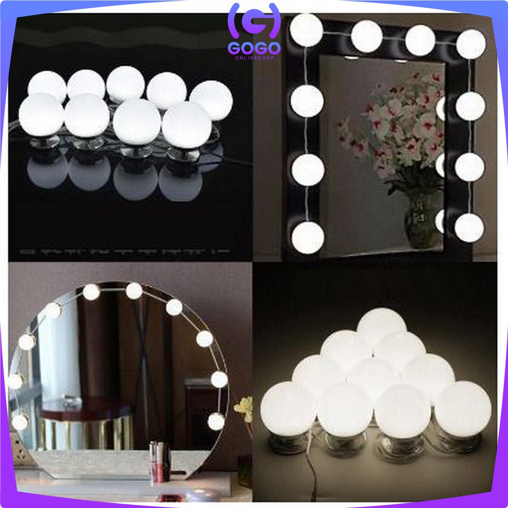 GOGO-K2 Lampu Led Meja Rias Make Up | Lampu Kaca Rias Vanity Mirror Light ( 10 Bohlam )
