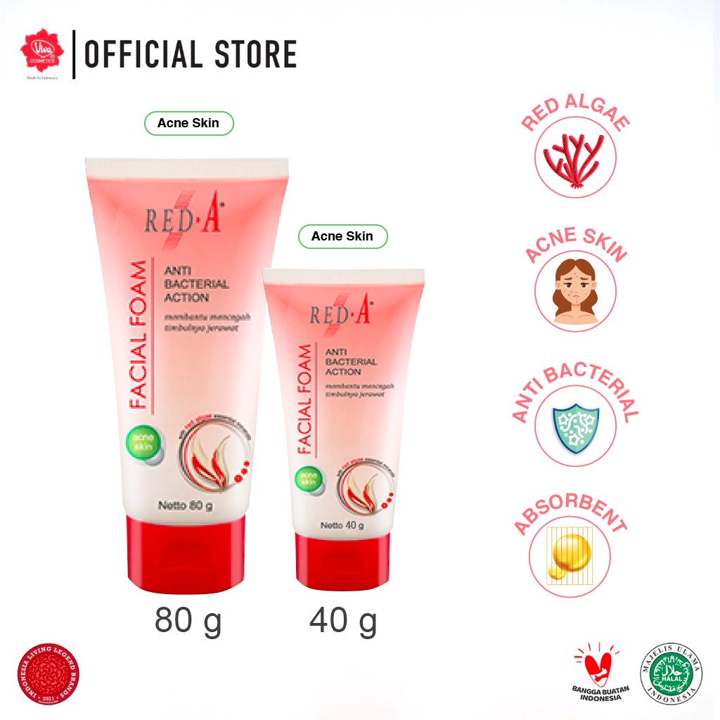 ❤ MEMEY ❤ RED A Facial Foam 40g - 80g | Sabun Wajah RED-A