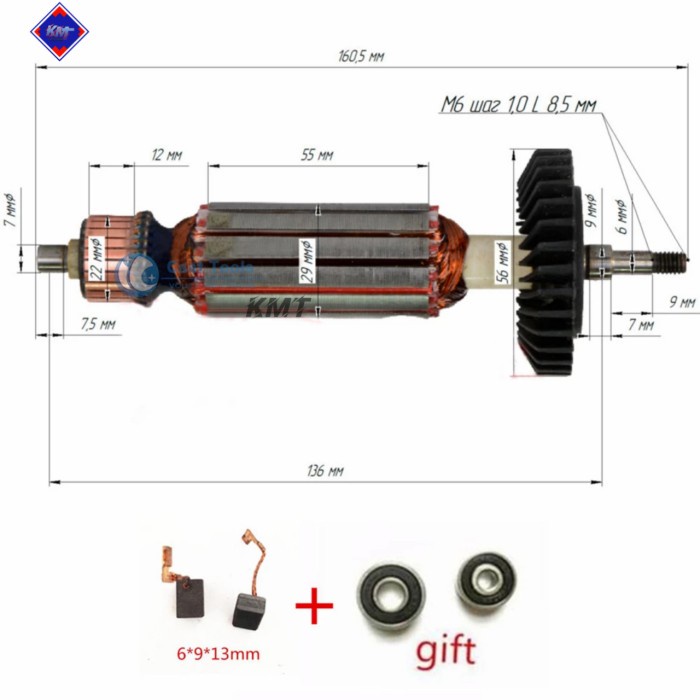 ARMATURE ANGKER GA4034 MAKITA FOR MESIN GERINDA TANGAN 4" IN GA 4034