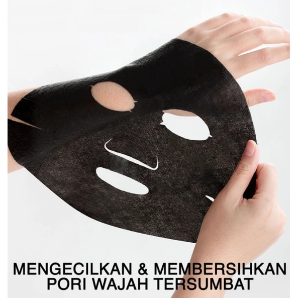 garnier masker wajah samarkan pori pure charcoal (hitam) isi 10pcs