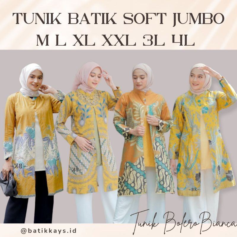 Atasan Wanita Tunik Batik Kerja Modern Bolero Katun M L XL XXL JUMBO