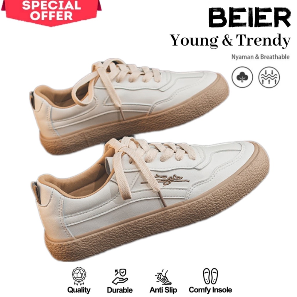 [ BEIER ] Shoes Korea Design - Sepatu Casual PU Karet