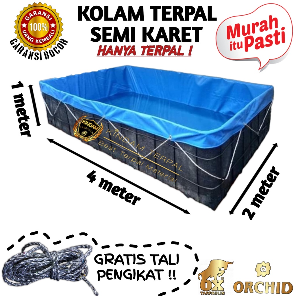 TERPAL KOLAM 4x2x1 ORCHID SEMI KARET BERGARANSI MURAH | KOLAM TERPAL IKAN LELE, NILA, GURAME