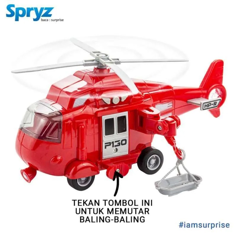 Mainan Anak Helikopter Biru 1:20 meningkatkan sensor motorik, imajinasi dan kreatifitas Spryz Citysquad