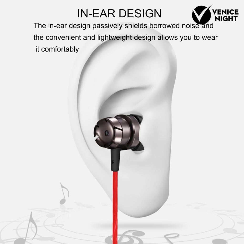 (VNEP) (Berkabel) Earphone In-ear Heavy Bass Metal Line Control Headphone Headset dengan Mic untuk Gaming