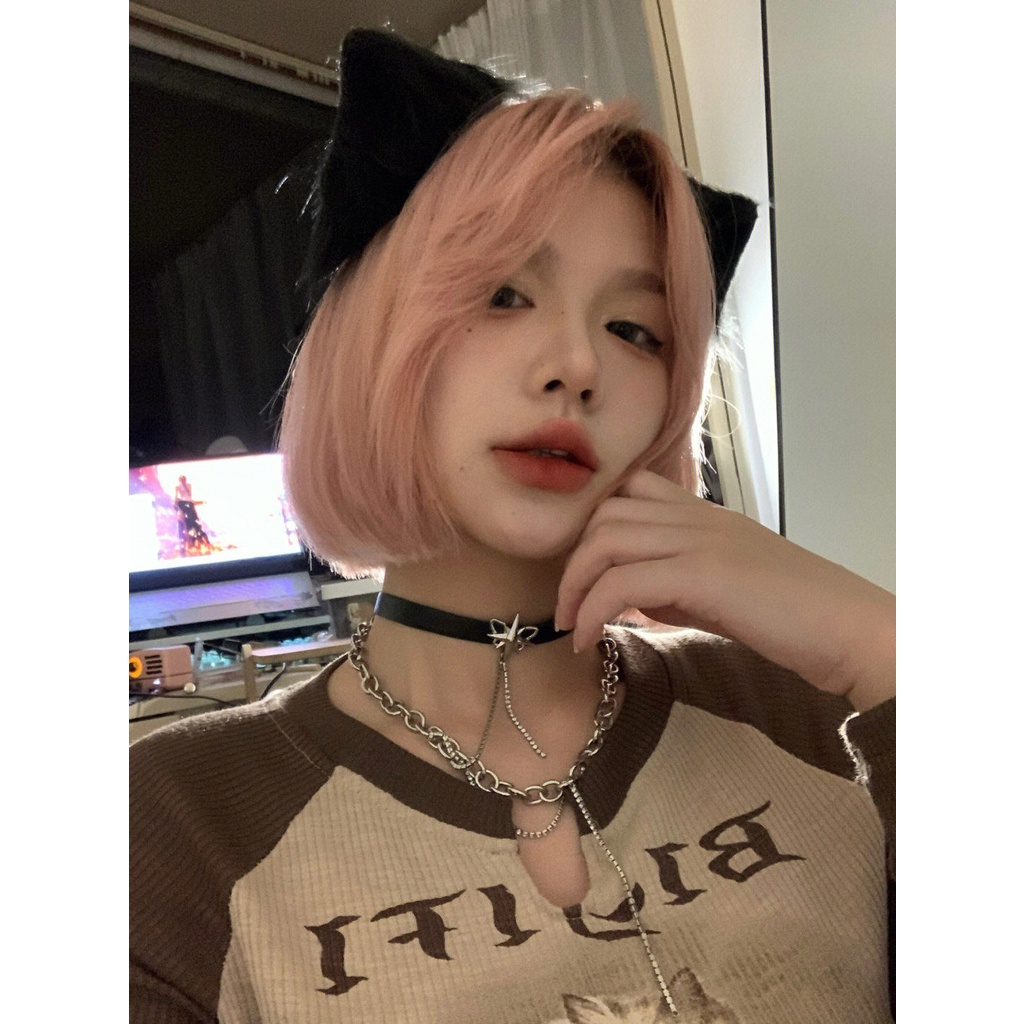 Benang elastis kecil U-leher musim gugur lengan panjang atas wanita t-shirt pendek self-budidaya keinginan murni gaya kemeja hot girl bm tren