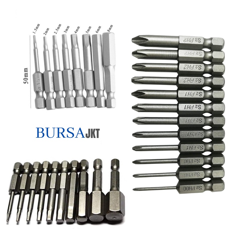 MATA OBENG TORX BAJA S2 KUNCI HEX SHANK MAGNETIC KONEKTOR MATA BOR ISI 10PC