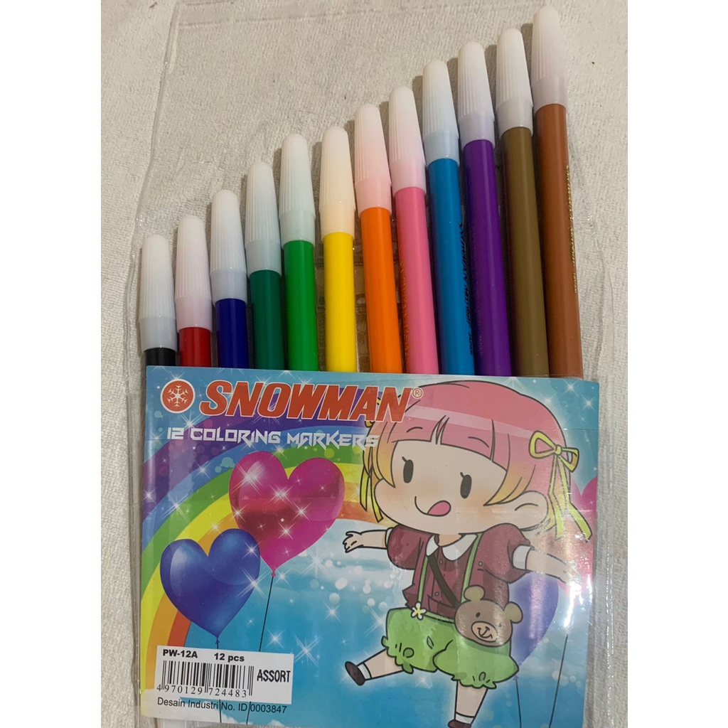 

SPIDOL KECIL 12 WARNA / COLORING MARKER PENCIL TYPE SNOWMAN