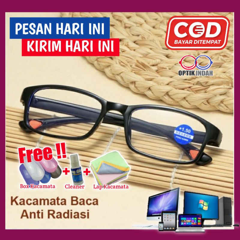 ( BISA COD ) Kacamata Baca Super Plus Progresif Anti Radiasi Hp Komputer Blueray Pria Wanita Anak Co