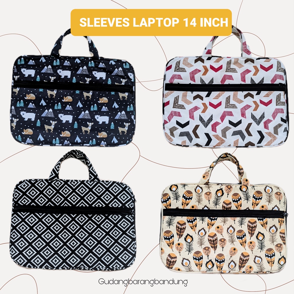 Tas Laptop sleeves kanvas motif 14 Inch