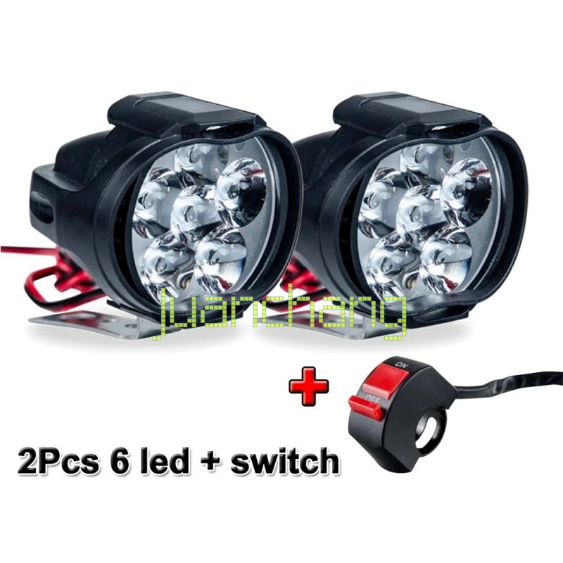 1 Pc Lampu Kabut Depan 6 LED 1500LM Tahan Air Dengan Saklar Untuk Sepeda Motor Skuter