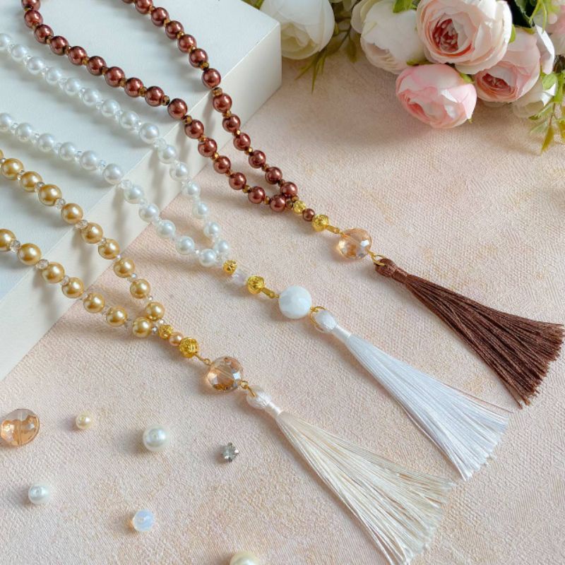 tasbih mutiara | tasbih cantik | tasbih mutiara 33 biji | tasbih mutiara pendek