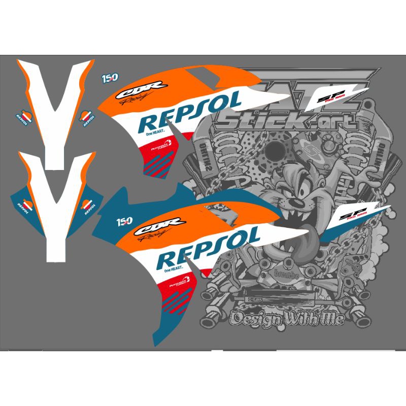 STICKER CBR 150 R K45 REPSOL STRIPING STICKER VARIASI / STRIPING CBR 150R 2014