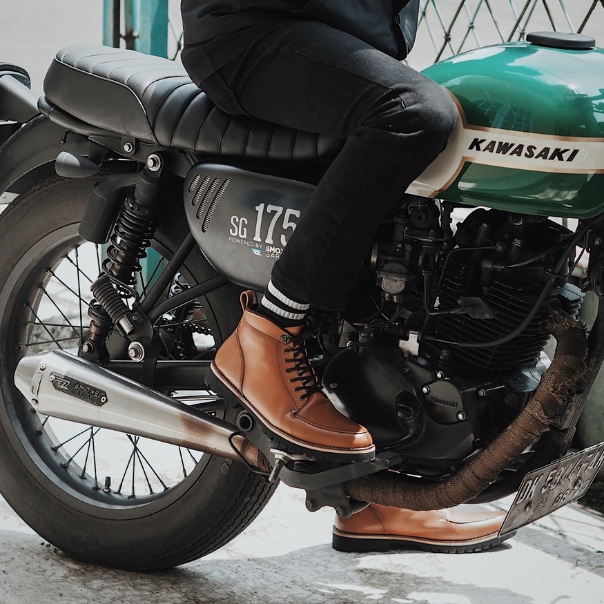 RUSSEL BROWN - Sepatu Boots Pria Casual Kulit Riding Santai Camden Boots