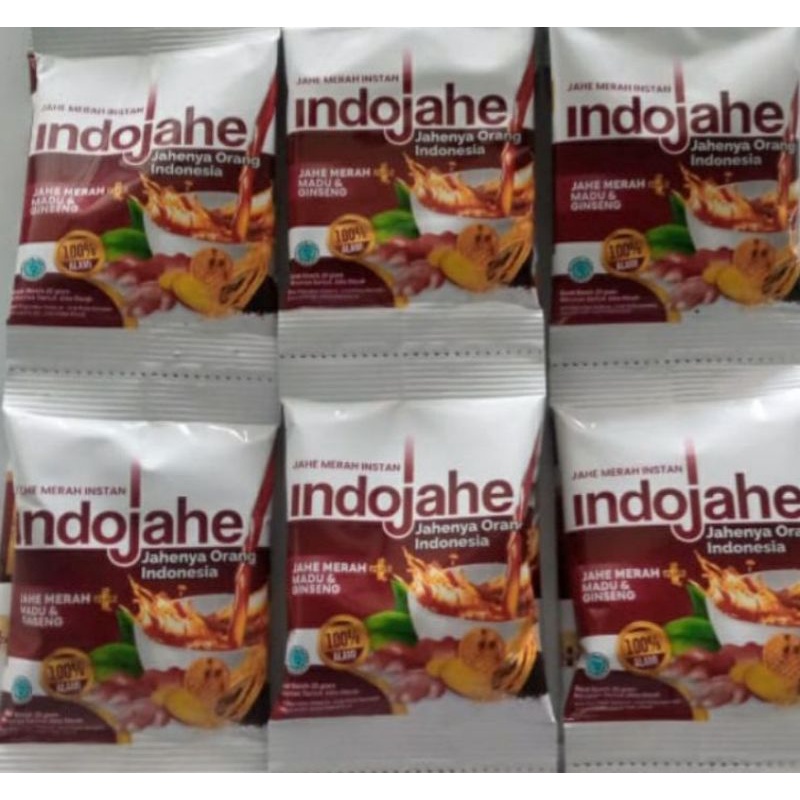 Indojahe 1 Renceng isi 10 bungkus Minuman Herbal Naik Imunnya Sehat Badannya Mengadung Bahan Jahe Merah Madu Gingseng Sangat Cocok Untuk Buket Hadiah Orang Tercinta