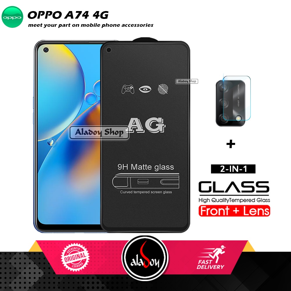 Oppo A74 4G PAKET 2IN1 Tempered Glass Matte Anti Glare Full Layar dan Tempered Glass Kamera